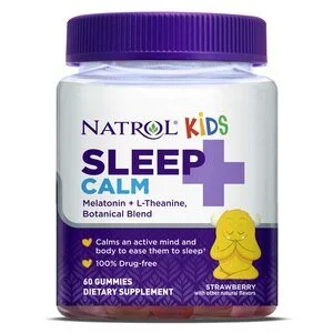 Natrol, Kids Sleep Calm Melatonin with L-Theanine Strawberry Flavor, 60 Gummies.jpg