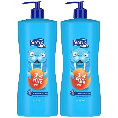 Suave Kids Tear Free 3-in-1 Shampoo, Conditioner, Body Wash, Peach, 28 Oz.jpg