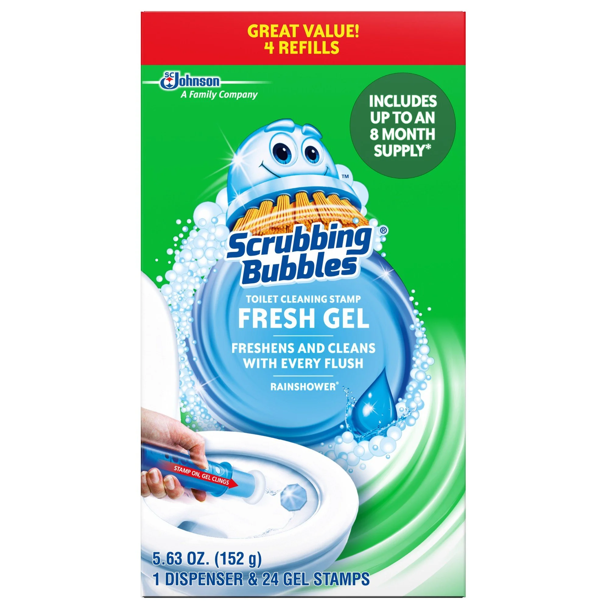 Scrubbing Bubbles Toilet Cleaning Gel Glade Rainshower (4 Refills) 5.36oz.jpg