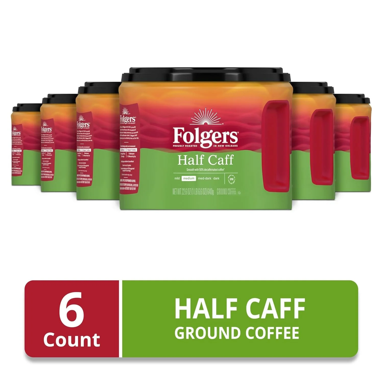 Folgers Half Caff Medium Roast Coffee, 22.6 Oz. Canisters (Case of 6).jpg