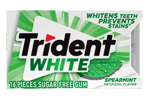 Trident White Sugar Free Chewing Gum Spearmint 16 pc Single.png