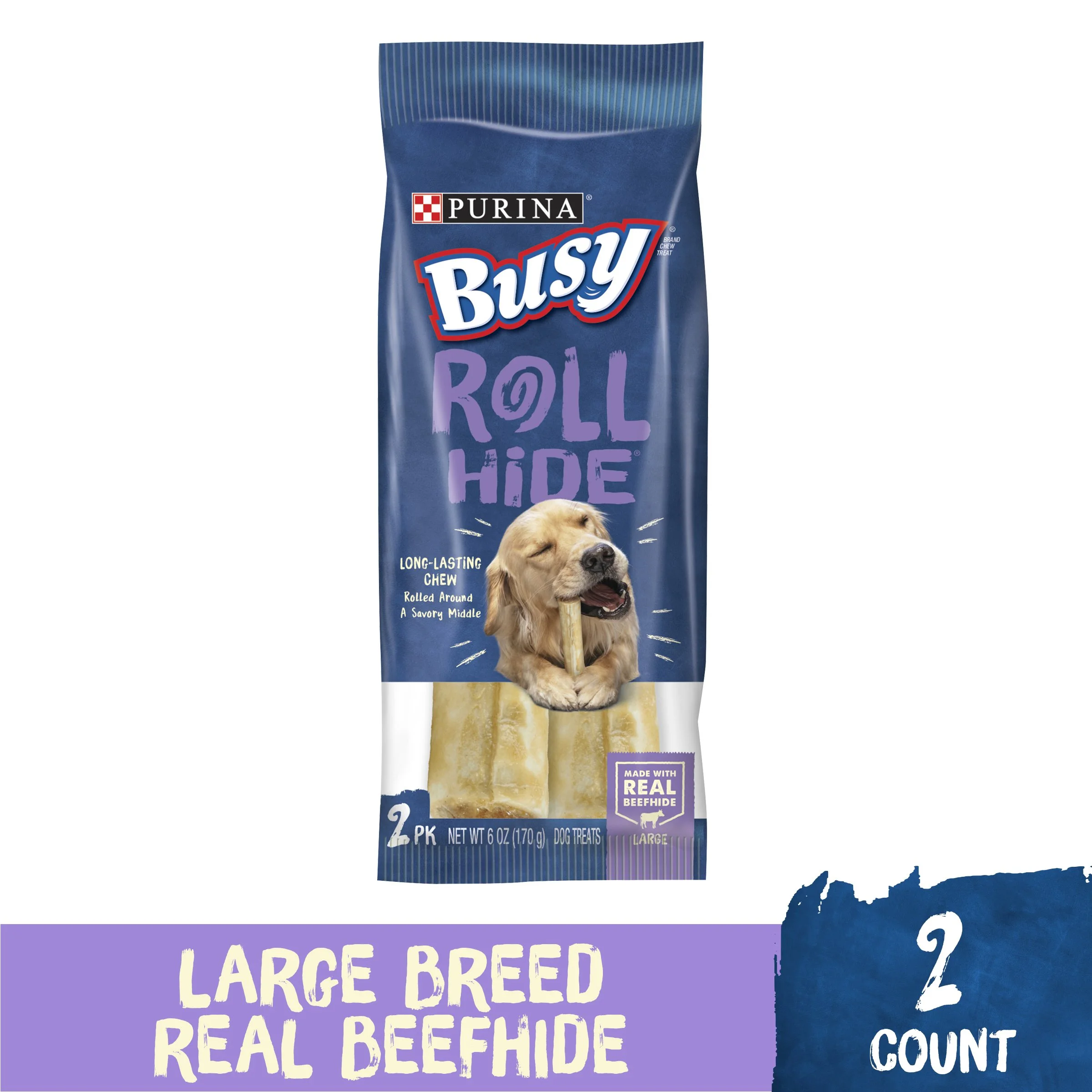 Purina Busy Bone Dog Treats Rollhide with Real Beef Flavor Dog Chews for Large Dogs 6 Oz Pouch.jpg