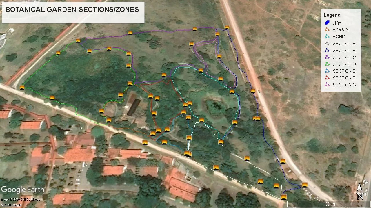 The different zones of Pwani University’s Botanical Gardens where our tree nursery is located.