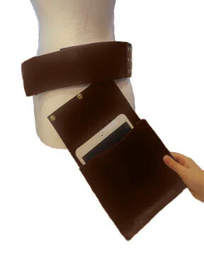 Large Attachable Pocket in Brown Leather