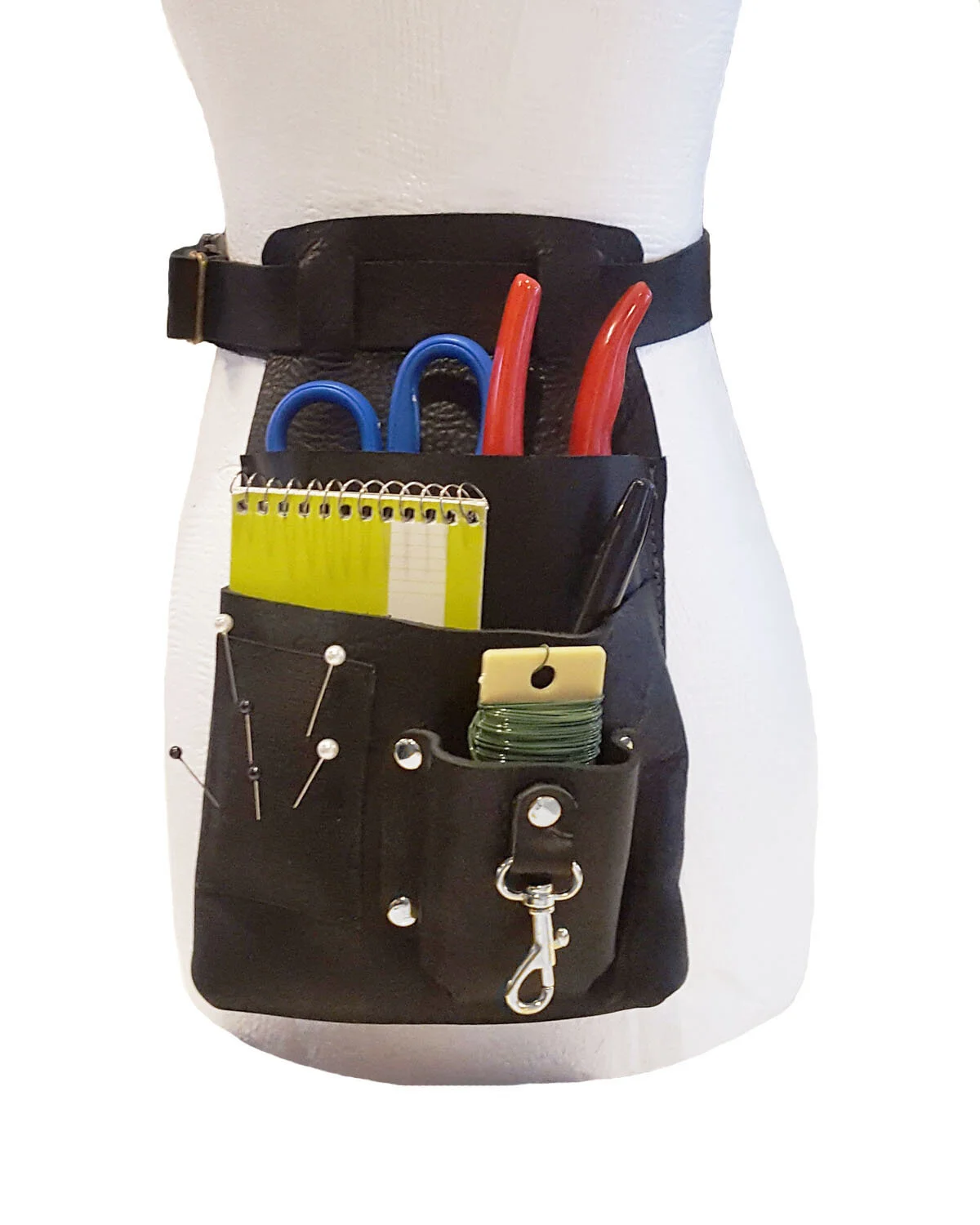 Posh Le Fleur Florist's Tool Belt in Black Leather with Silver Buckle Left Pocket