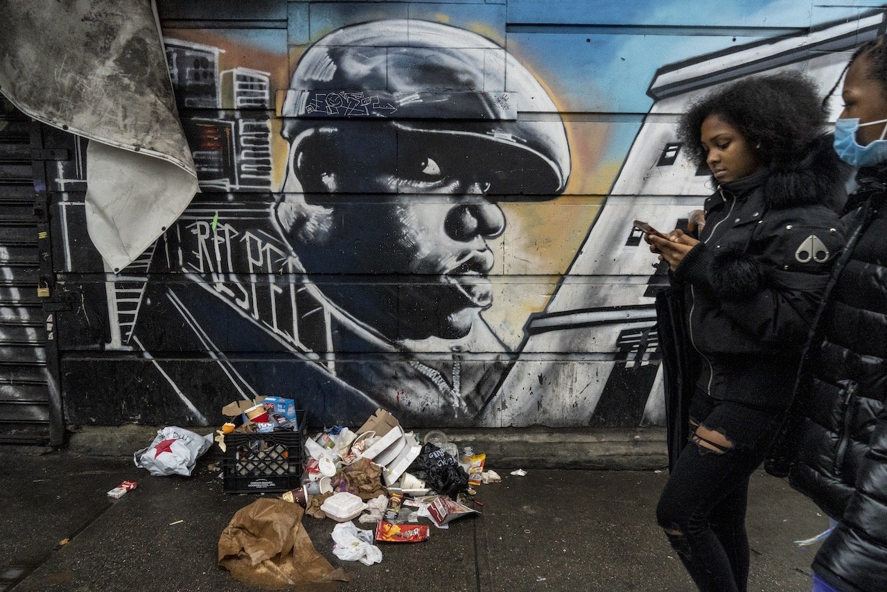 "Respect," Memorial to Notorious BIG, 1139 Myrtle Ave., Brooklyn, January 1, 2022.