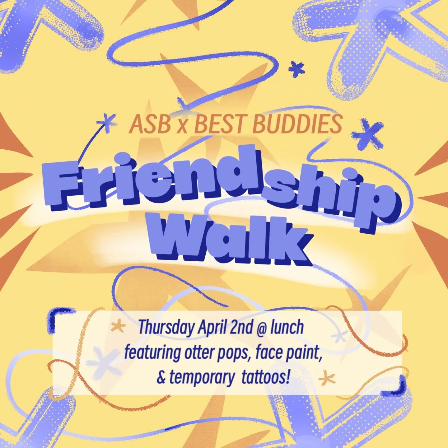 Hey Tino! ASB is partnering with Tino Best Buddies to host TINO FRIENDSHIP WALK Thursday, April 2nd during lunch! We will begin our walk outside the Learning Center and walk around campus to celebrate friendship and inclusivity at Tino. There will be