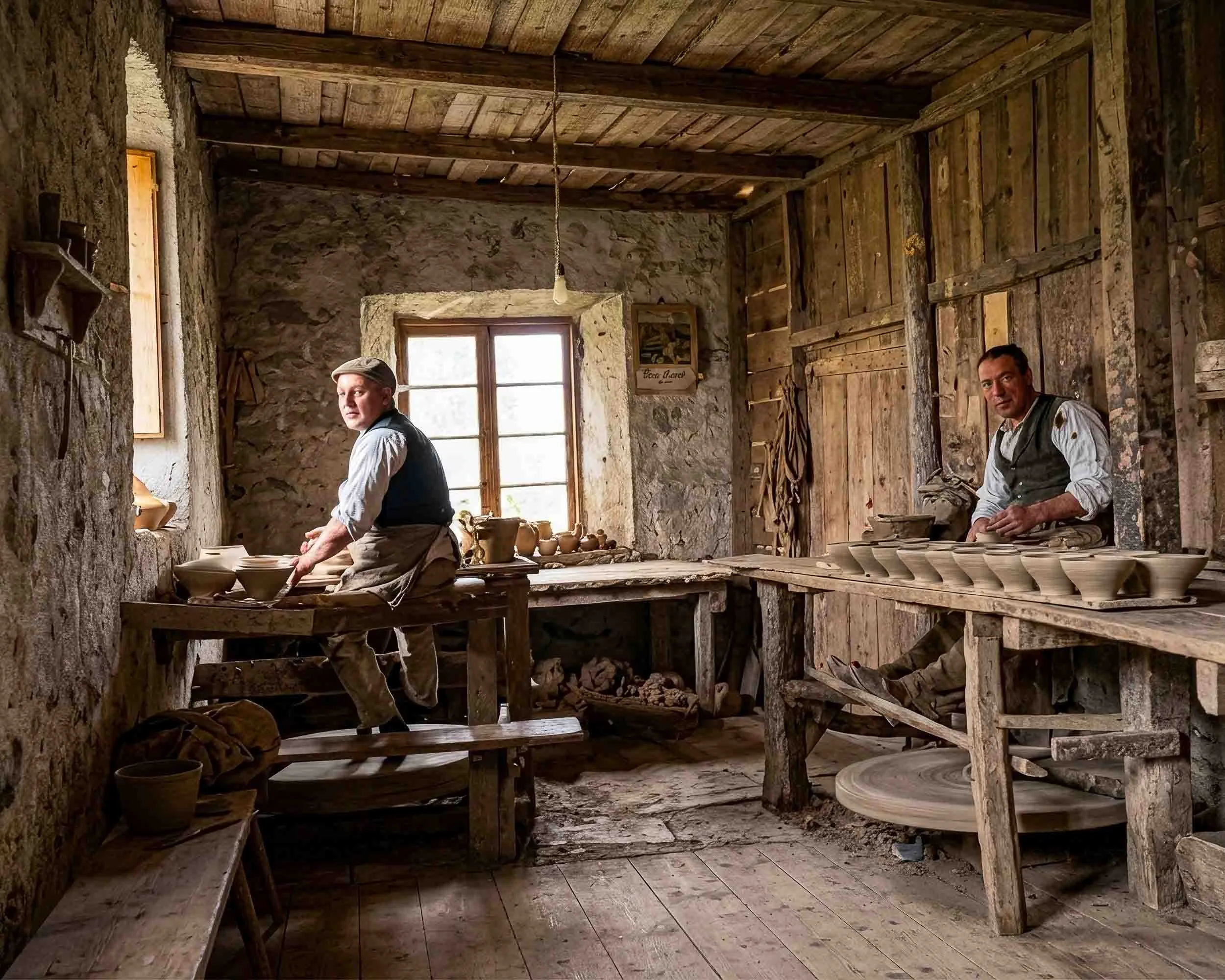 Una recreación auténtica de un antiguo alfar tradicional de Mondoñedo. Se muestran herramientas históricas y el torno de pie, un documento etnográfico clave.
