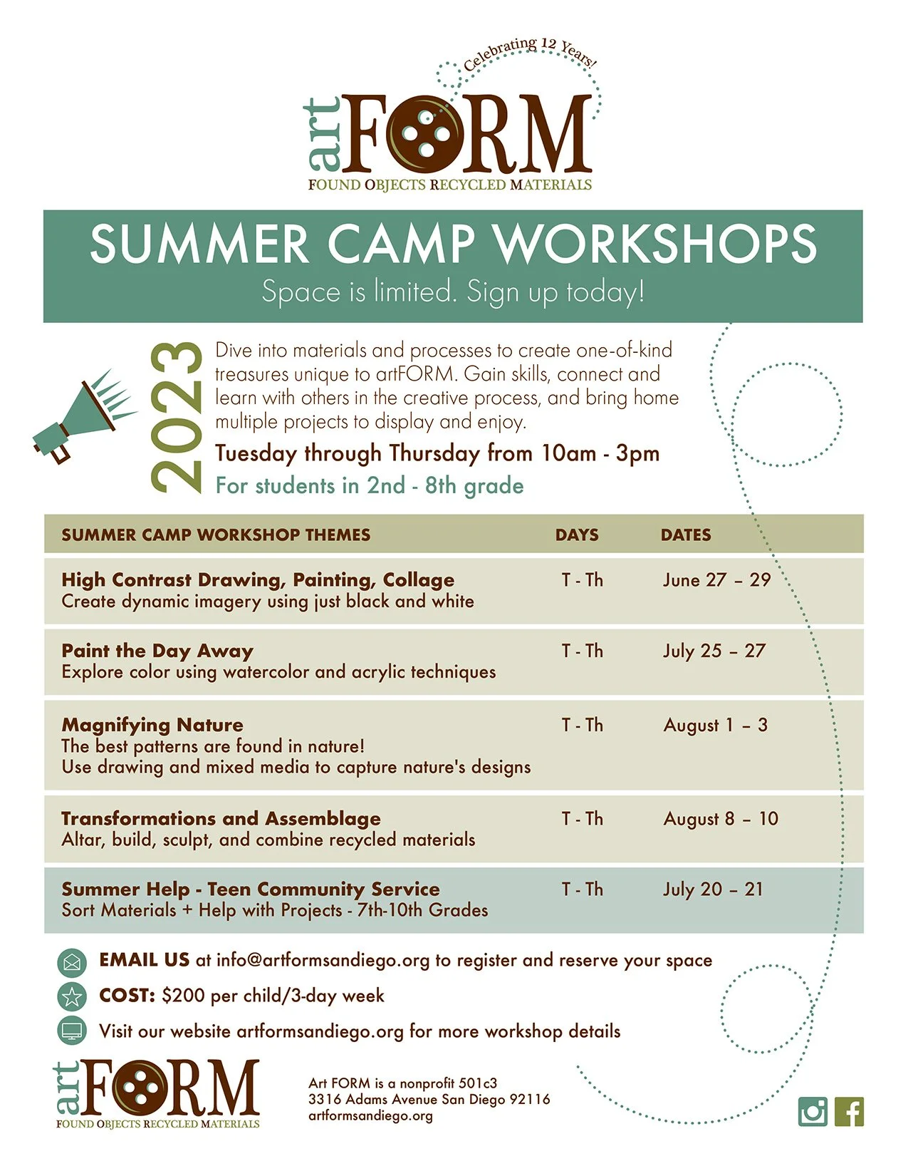 Art FORM San Diego Summer 2025 Workshops Art FORM San Diego Art form san diego summer 2025 workshops art form san diego