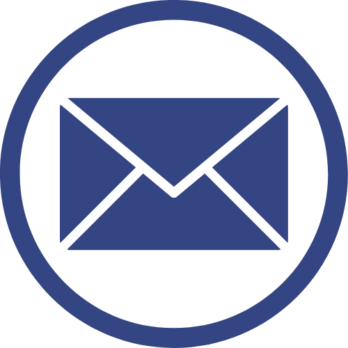 Icon of an envelope inside a blue circle, representing email or messaging.