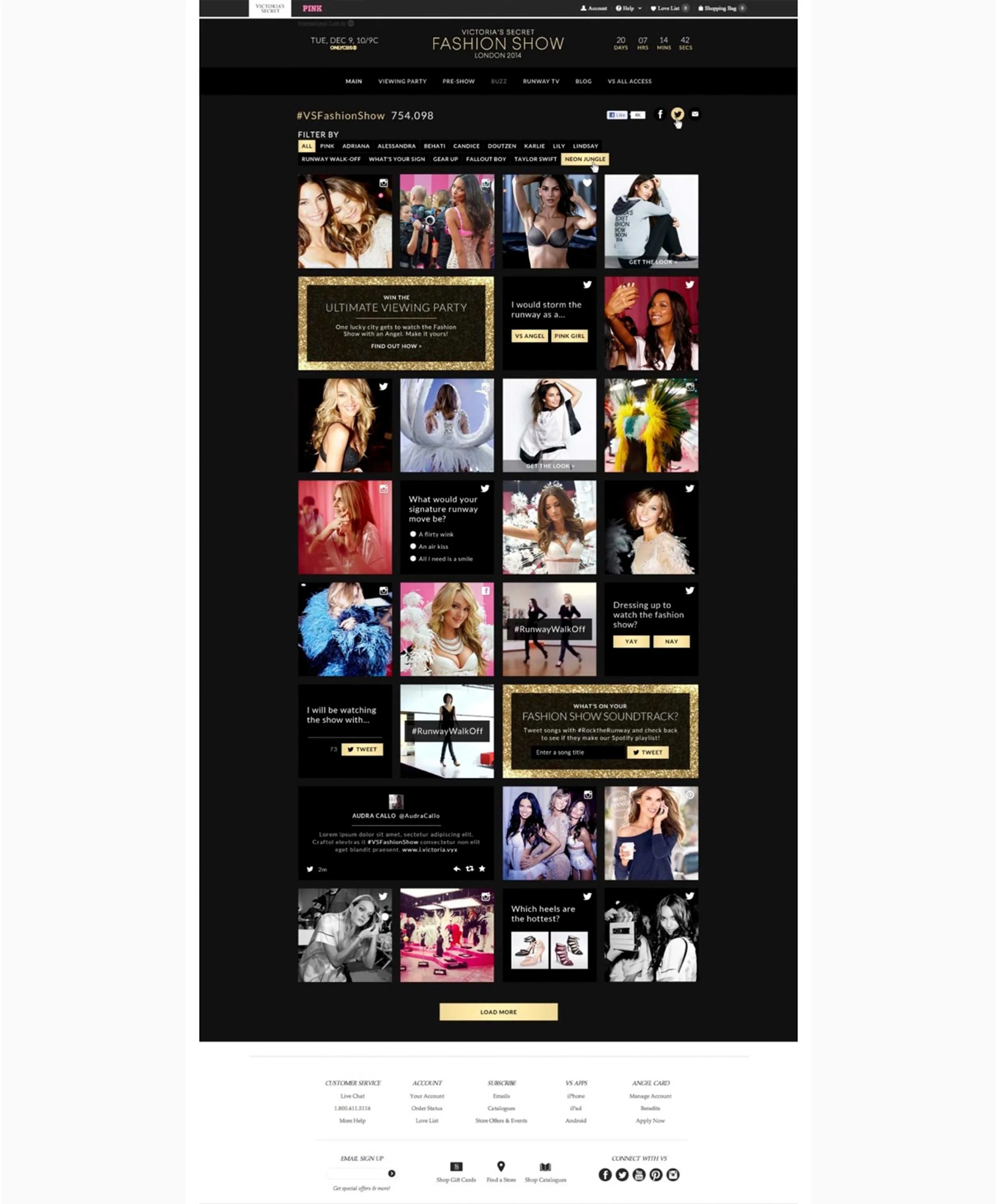 2014 Fashion Show Hub page, where I created original interactive content pieces such as polls and this-or-that quizzes.