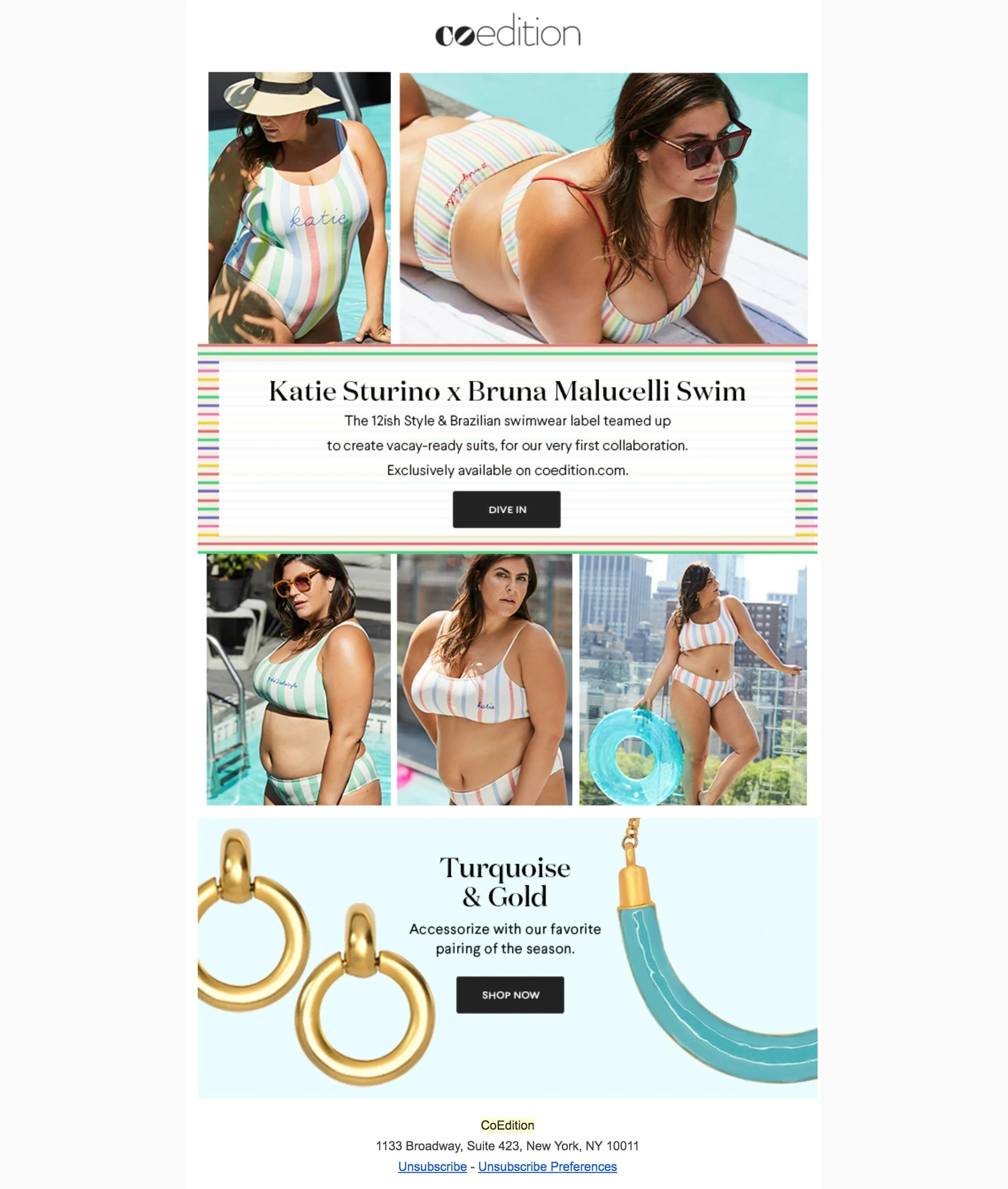 Email: Launch of Katie Sturino Swimwear collaboration, our first brand partnership.