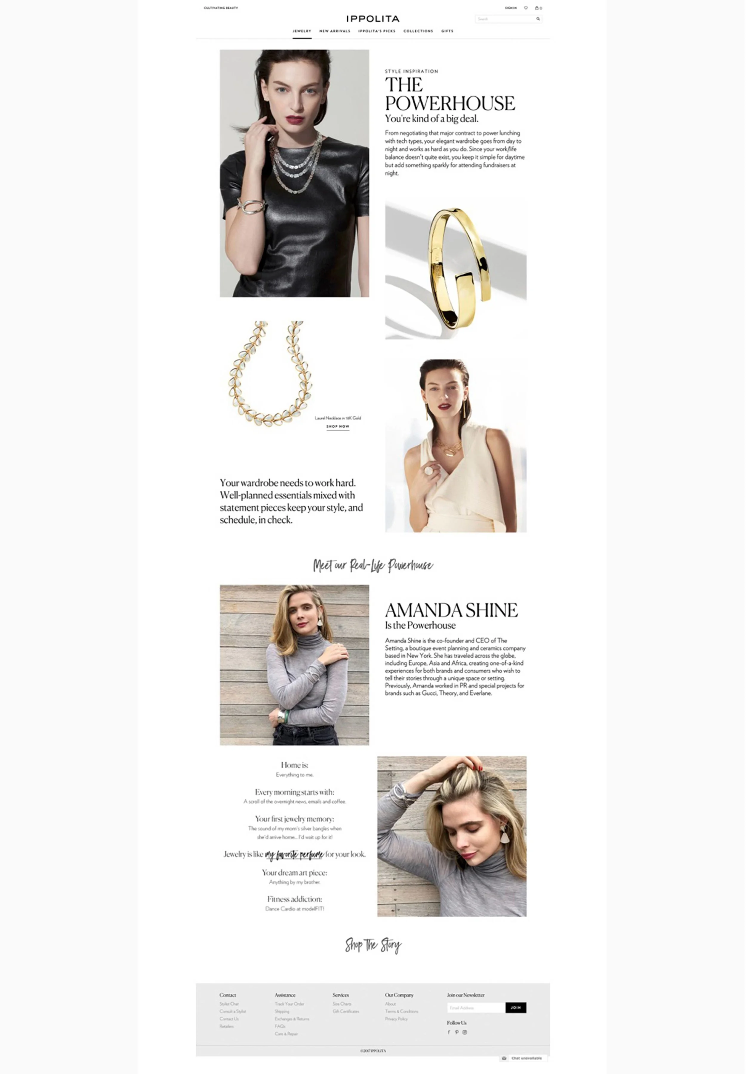 Landing Page: One of 6 style personality pages with jewelry recs and a corresponding influencer, created for our style personality quiz 