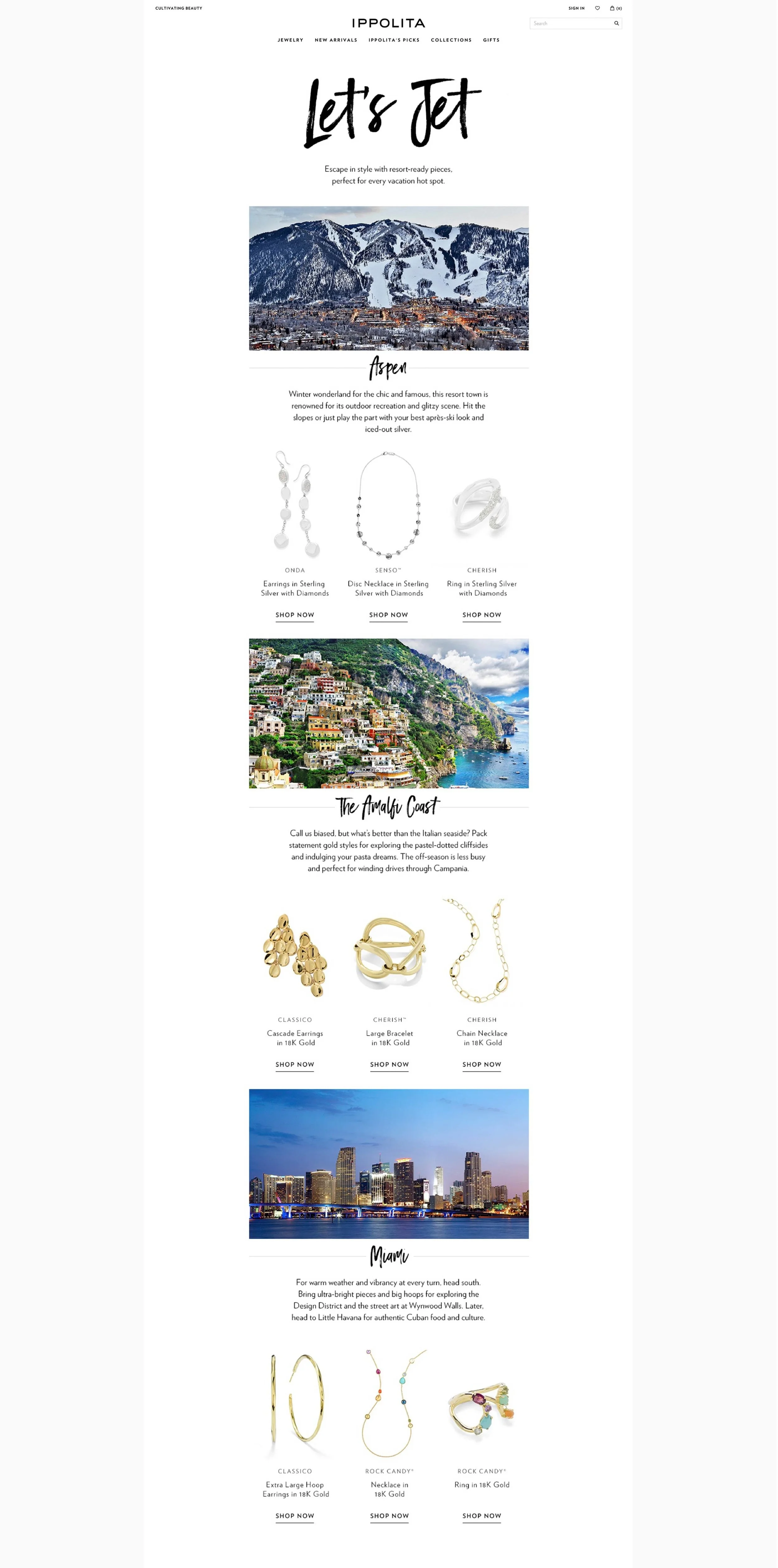 Editorial: Travel story with jewelry looks for each destination