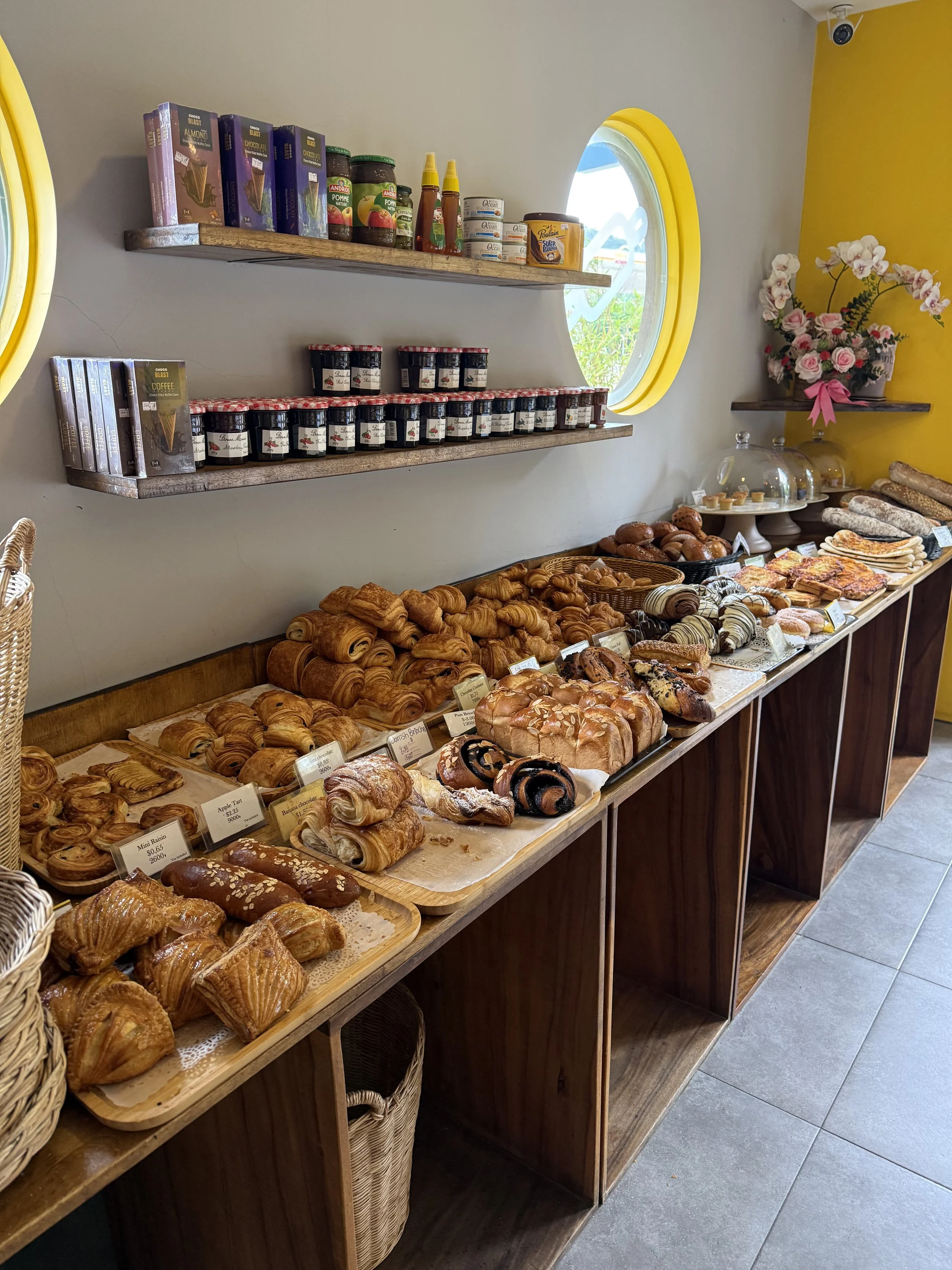 Fresh French pastries at Deli's Kep