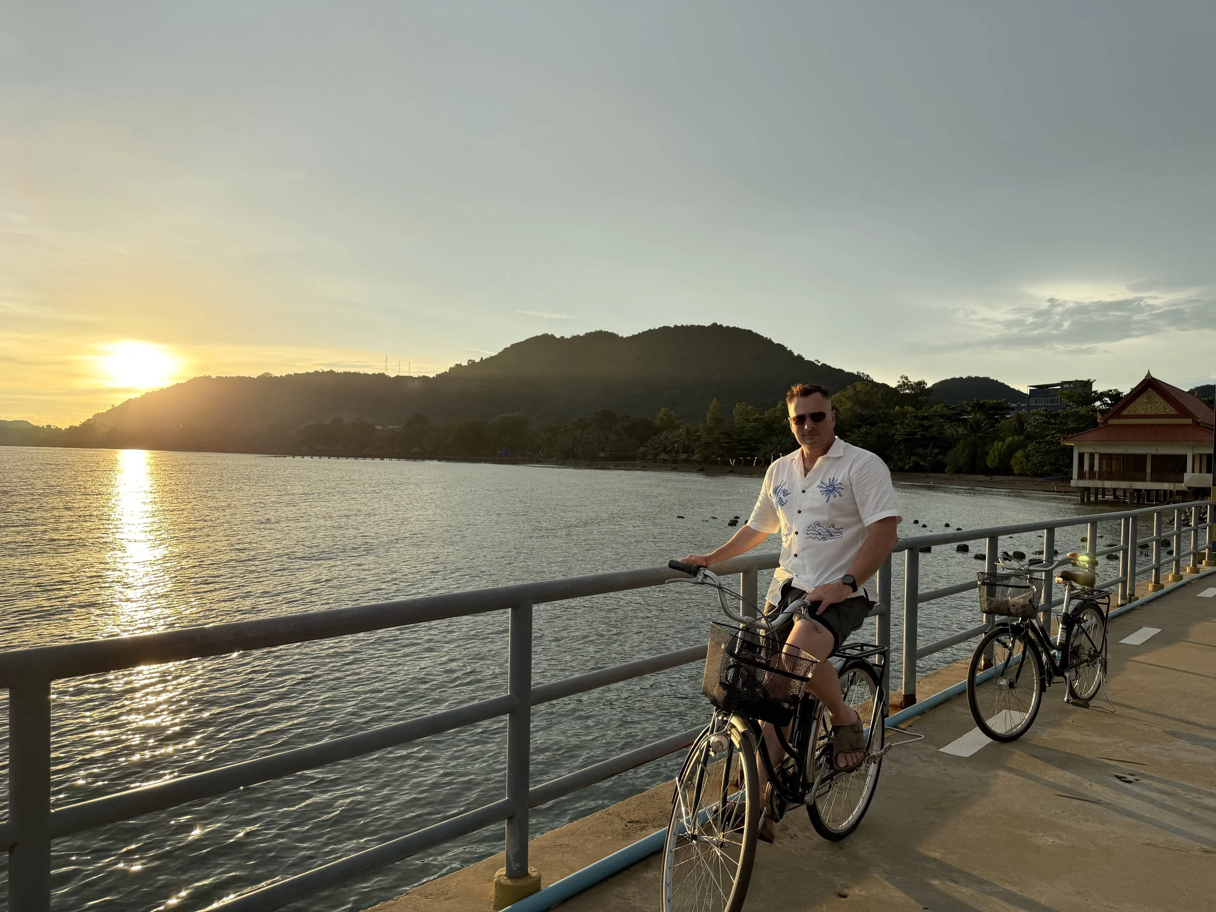 Sunset on the pier in Kep, Cambodia