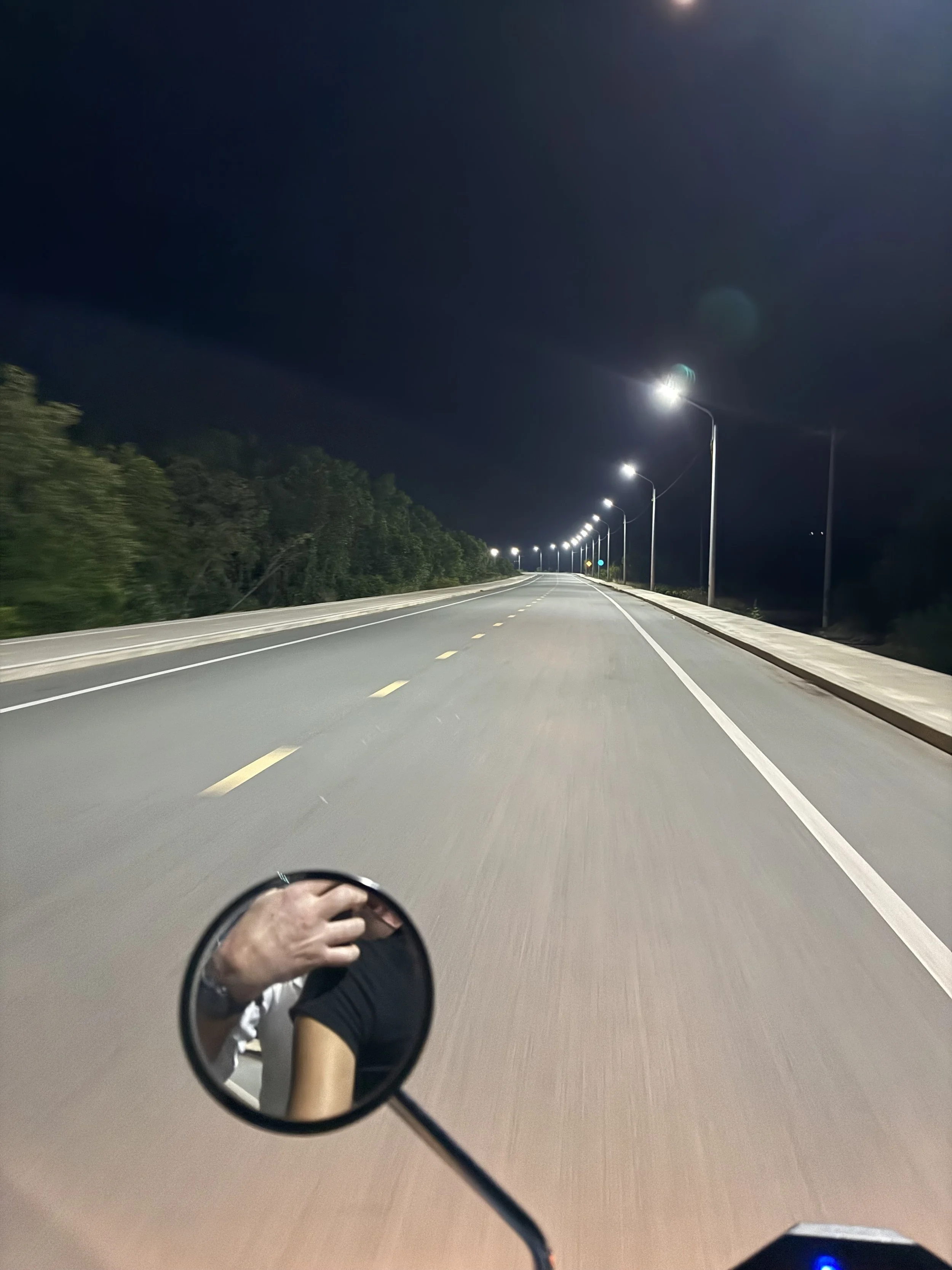 Coastal road in Kep Cambodia near Angkor Beach at night
