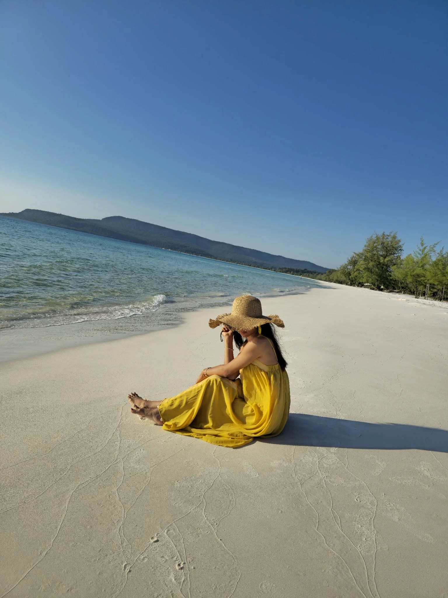 Kea posing on Long Beach at Royal Sands Resort on Koh Rong Island.