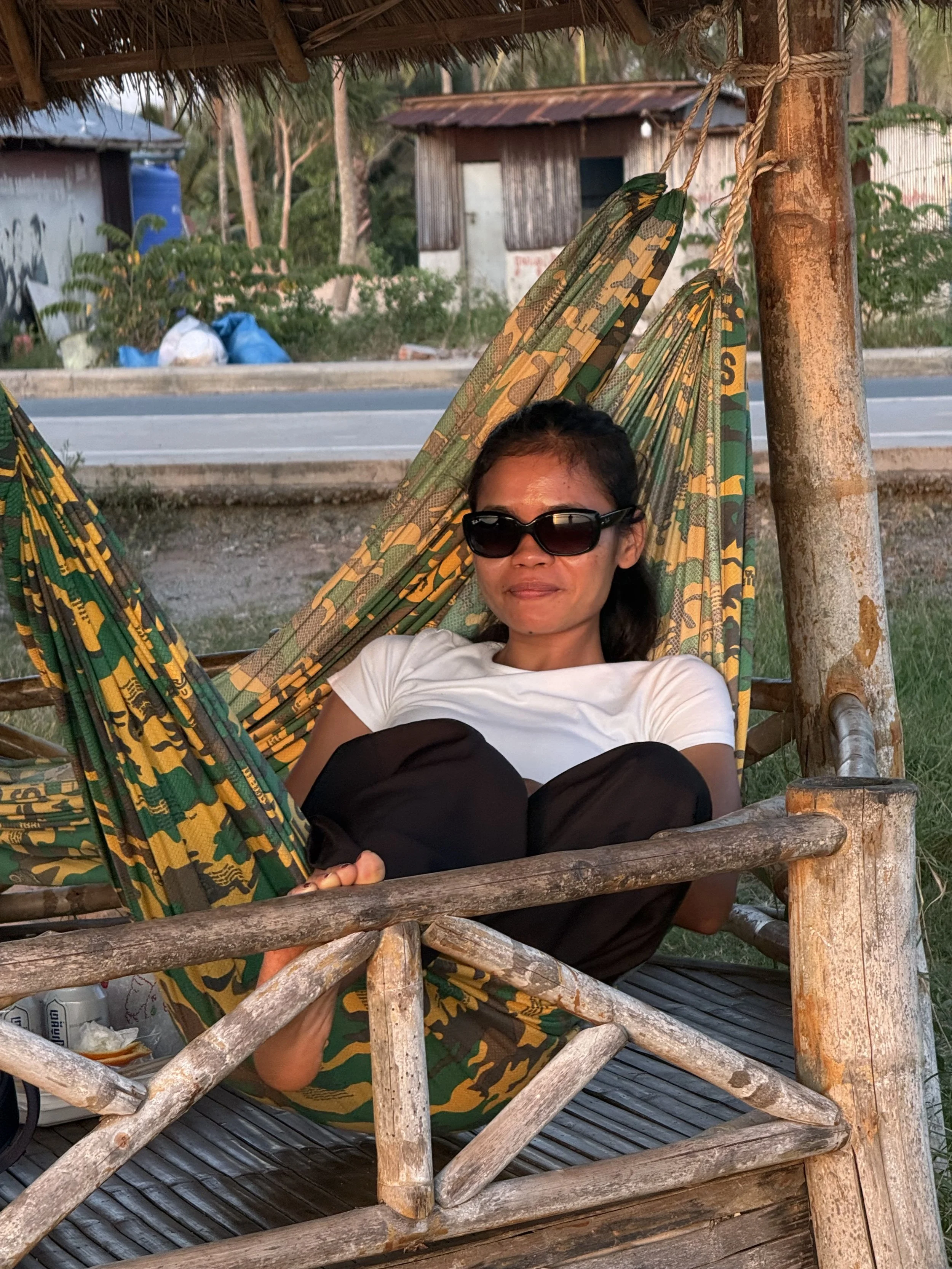 Sunset in a hammock at Angkol Beach in Kep Cambodia
