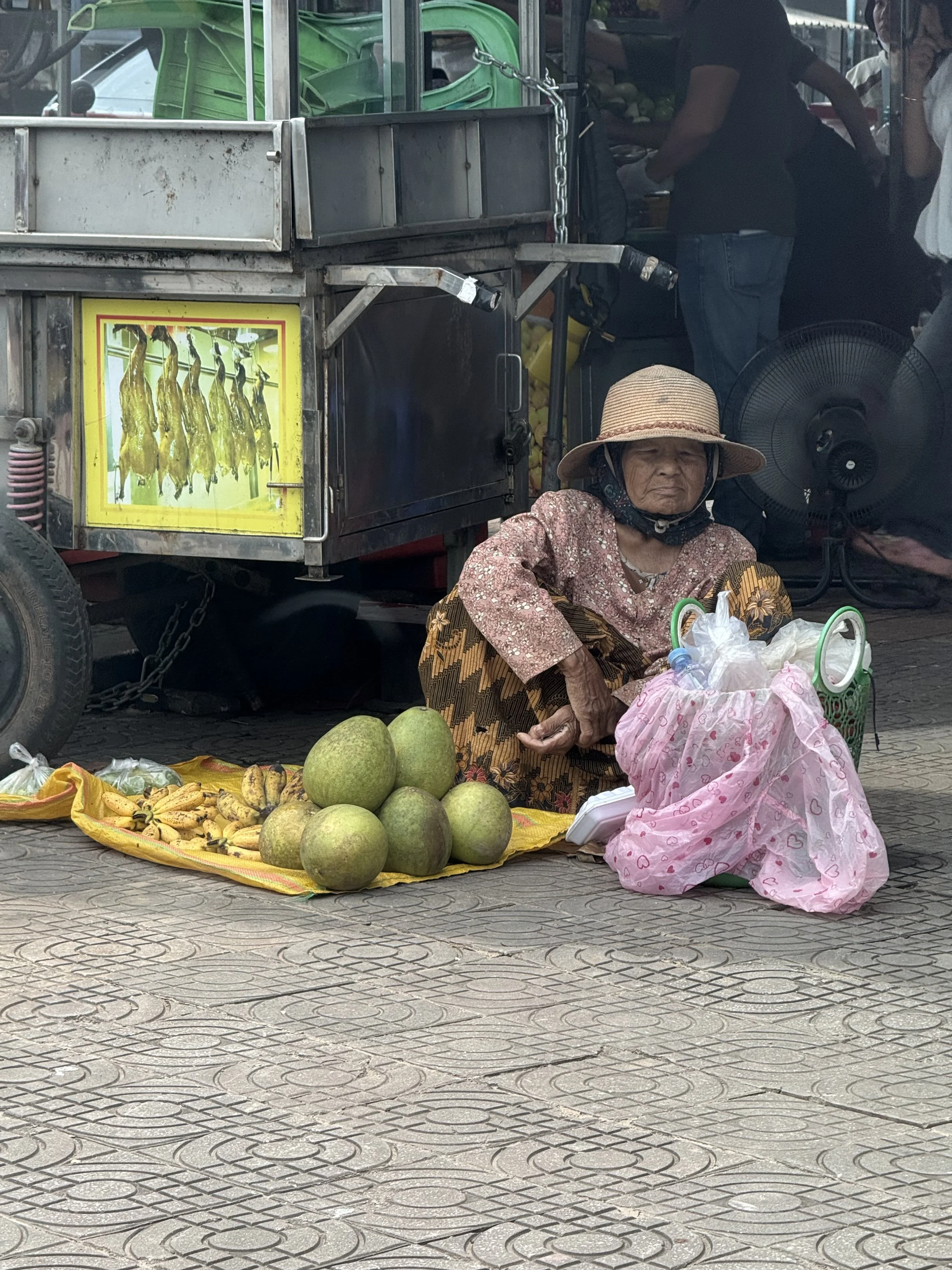 An old woman selling fruit picked from her yard in Kep, Cambodia