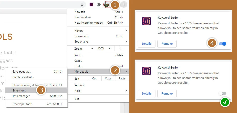 keyword extension chrome manage plugins