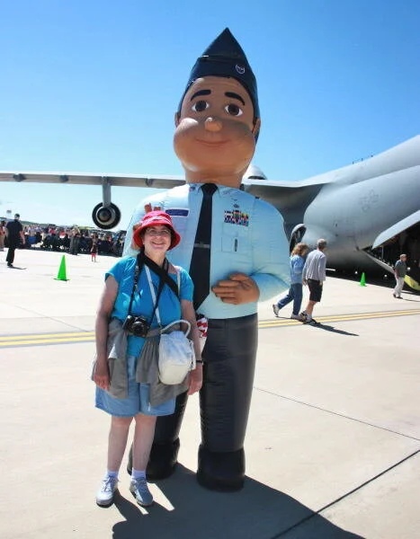 Barbara and big airman at Martinsburg air show