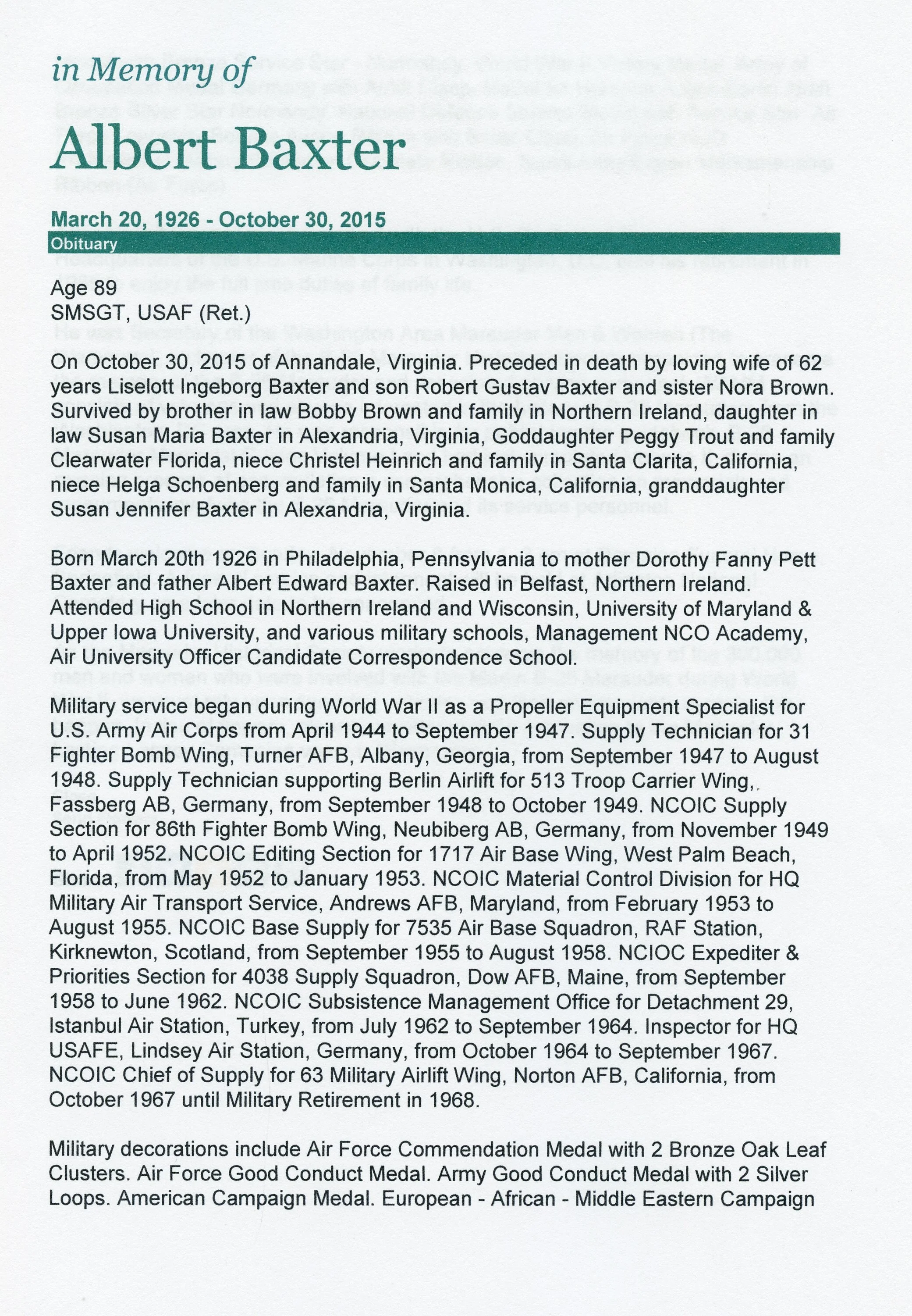 Al Baxter obit