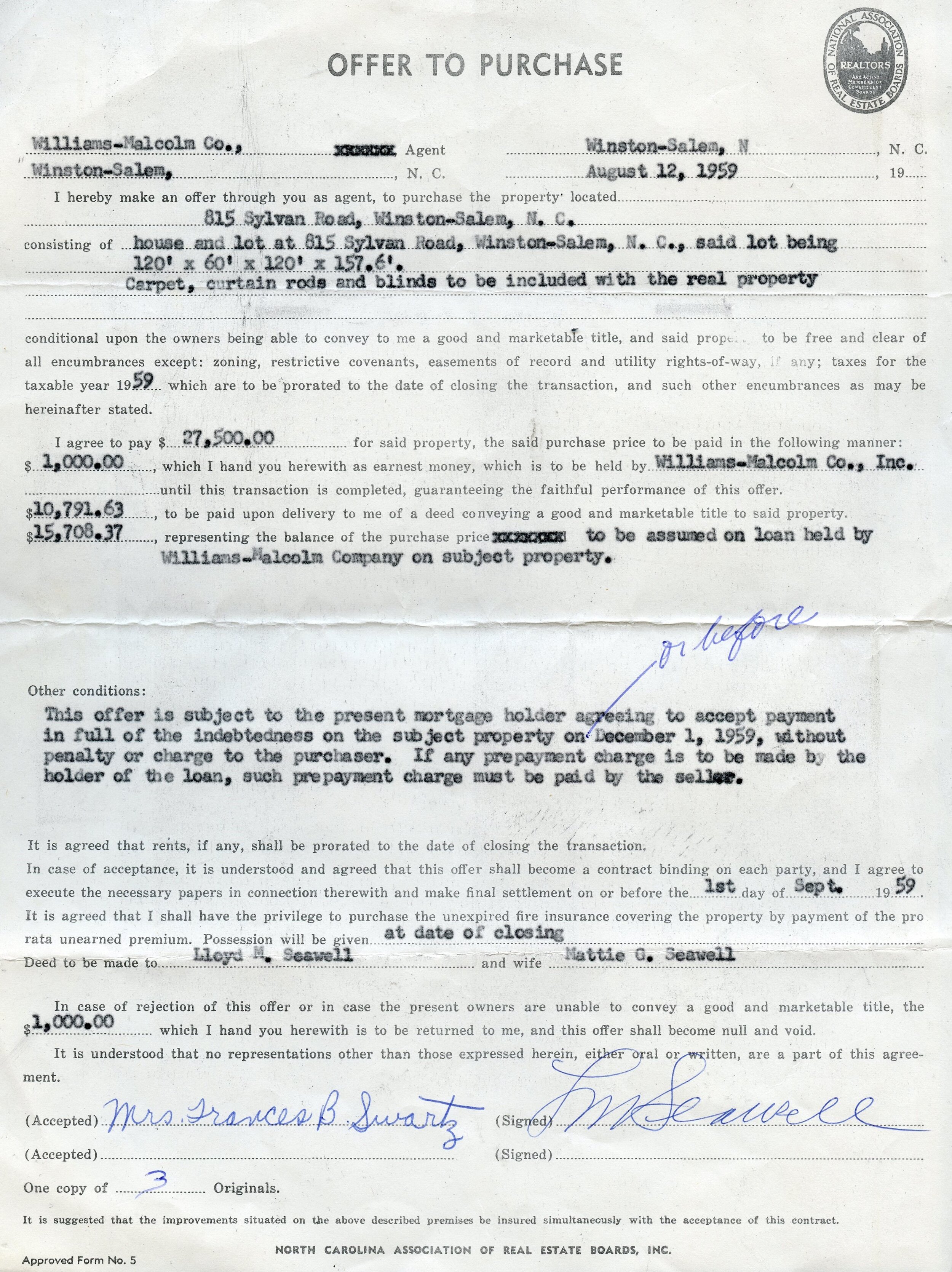 sale of nc home 1959 27000