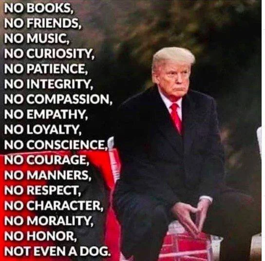 NO BOOKS NO FRIENDS NO CURIOSITY NO PATIENCE...