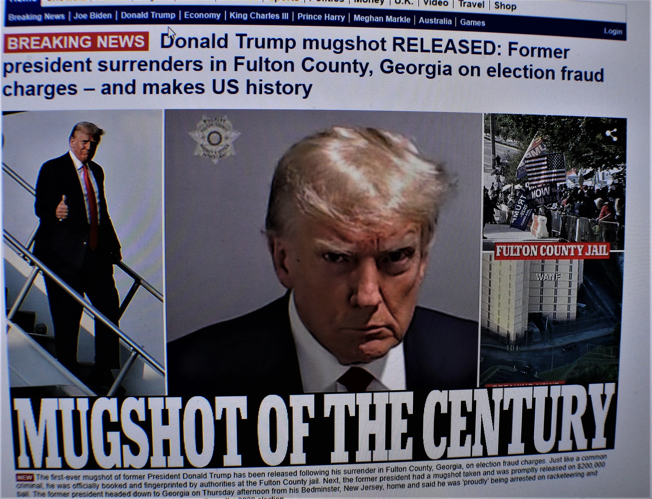 Trump mug shot in British tabloid