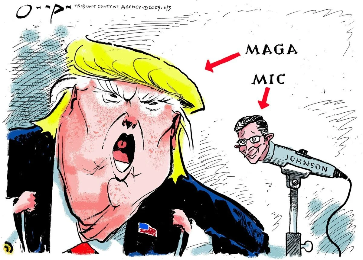 trump and mike johnson as mic