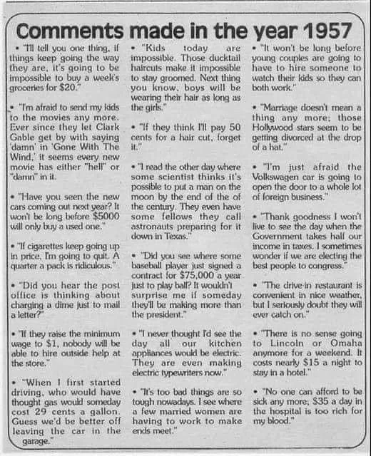 PRICES AND COMMENTS FROMM 1957