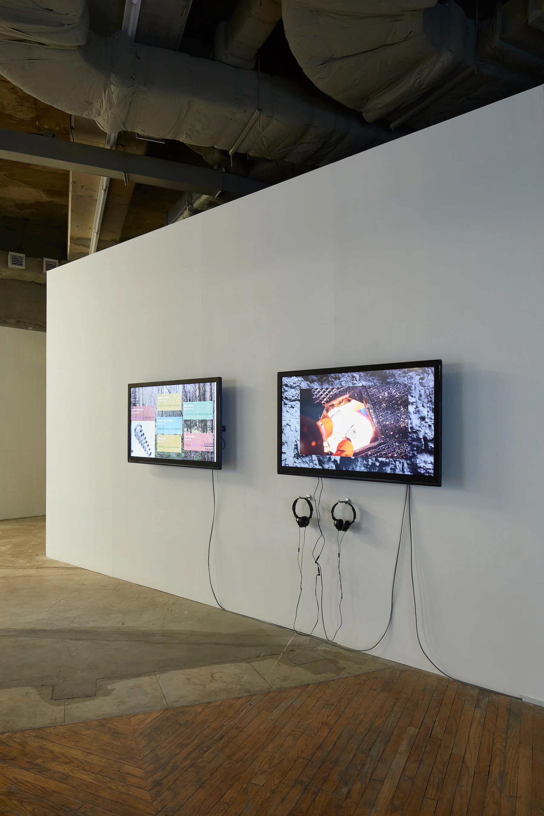  Edge Effects: Active Earth. Left: mirko nikolic, “Lives of Metals: we 💓 copper &amp; copper 💓 us”, website, 2015; “mineralizacija”, video, 2016. Photo: Jeonje Kim. 