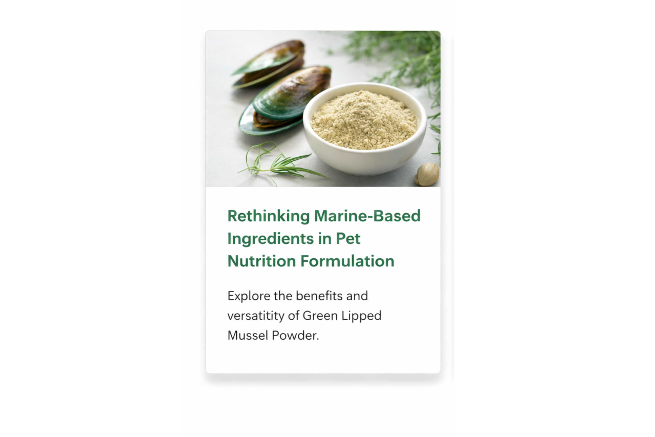 Rethinking Marine-Based Ingredients in Pet Nutrition FormulationS