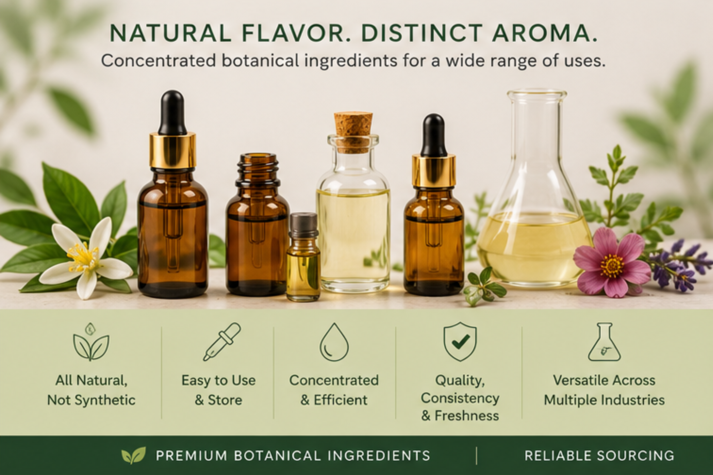 Essential Oils and Oleoresins for food, beverage, nutraceutical, pet, and cosmeceutical applications.