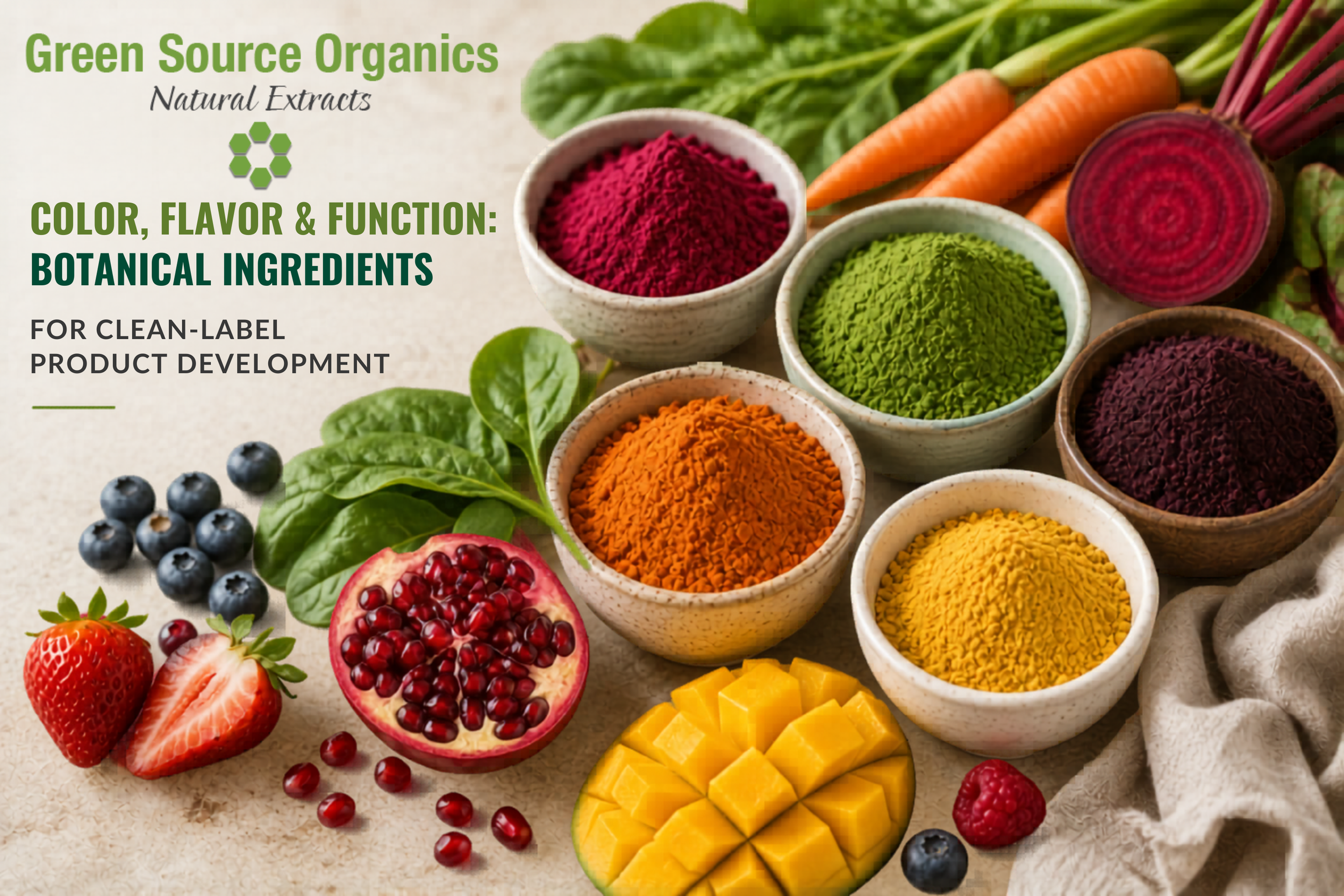 Natural botanical powders for clean-label color and flavor formulation