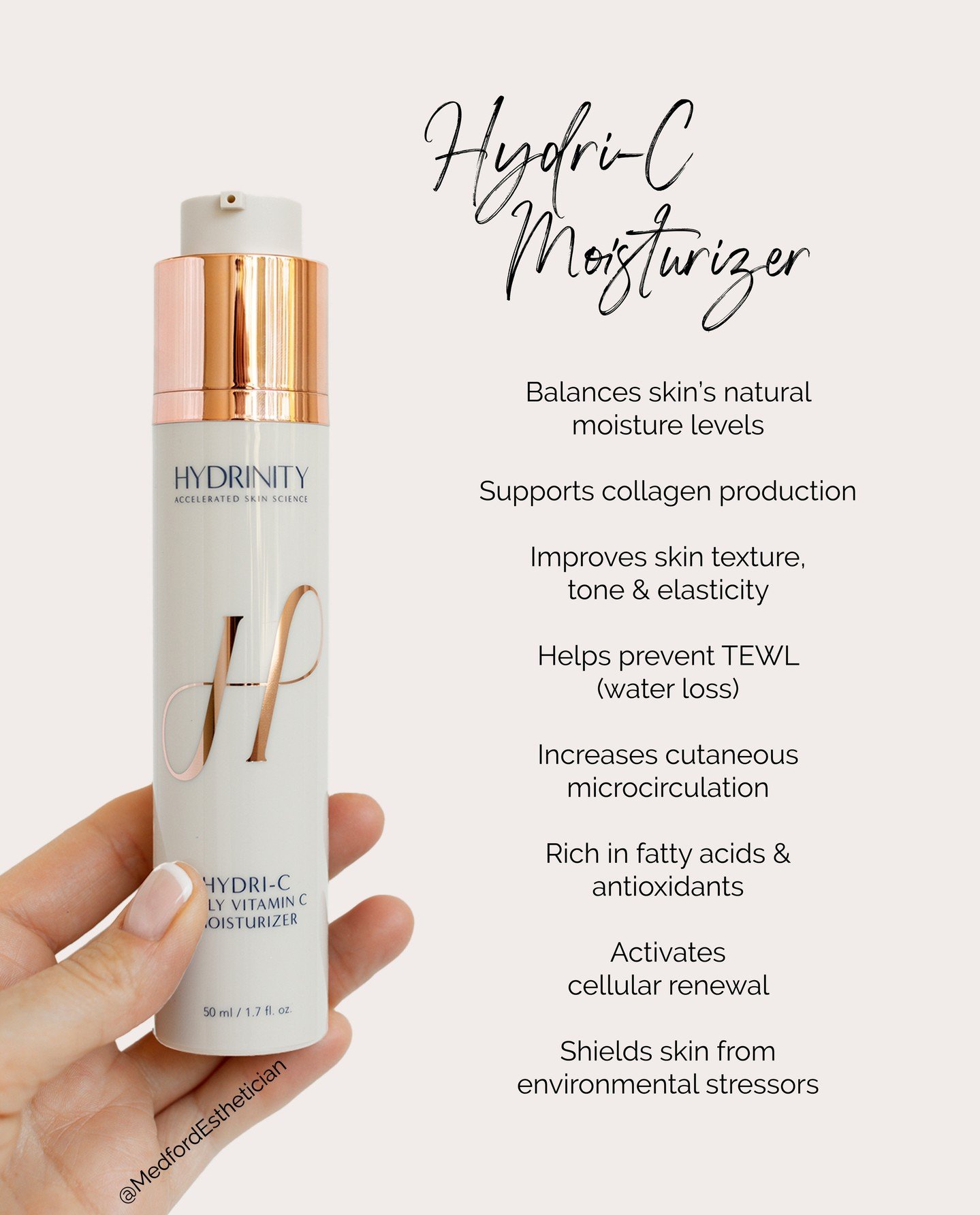 My favorite morning moisturizer is always in stock, in abundance! ⁠
⁠
So many of you love Hydri-C and have seen incredible results with regular usage just like I have. It's the perfect blend of morning anti-oxidants and an easily-absorbed moisturizer
