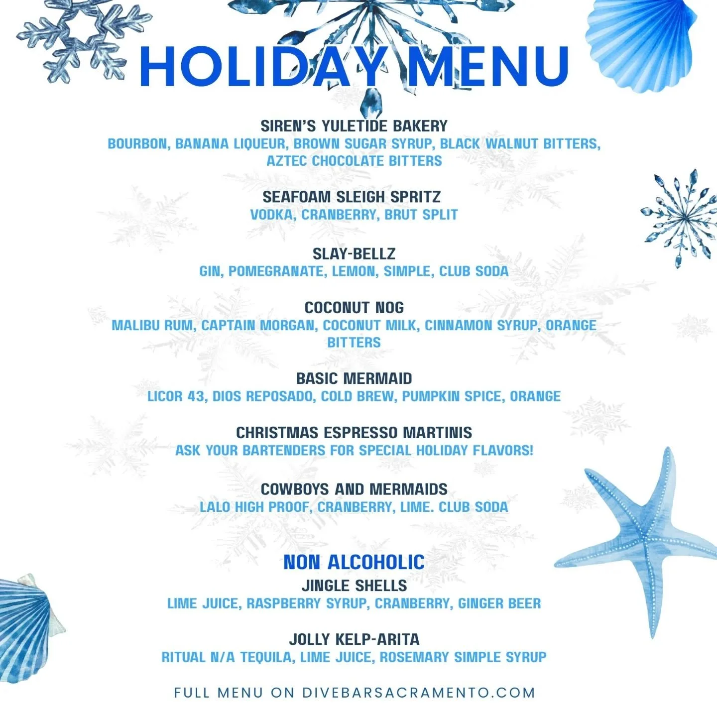 Yum! Have you tried any of our holiday drinks this season? We've got so many good ones on the menu, thanks to our lead bartender 🍸❄️🧜🏼&zwj;♀️ Catch them before they swim away forever #visitsacramento #sacramentobar #downtownsacramento #downtownsac