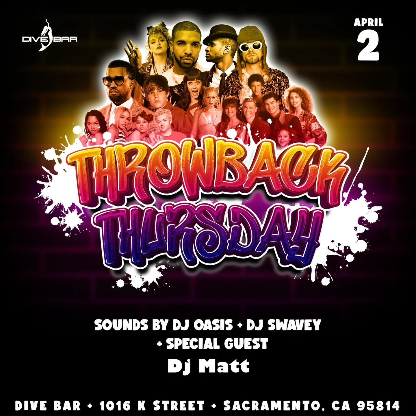 **NO COVER ALL NIGHT** Throw it all the way back this Thursday 🎶🔥
From classics to club anthems &mdash; we running it up ALL night
Sounds by DJ Oasis + DJ Swavey + Special Guest DJ Matt
📍 Dive Bar Sacramento
📅 April 2
#ThrowbackThursday #Sacramen