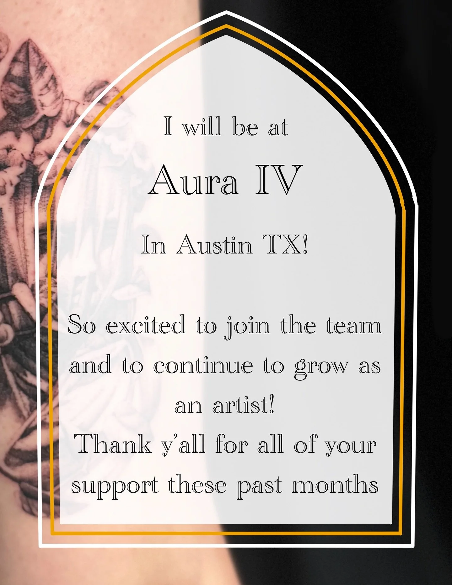 Beyond excited for my new tattoo home and to join the team @auraiv_tattoo 

It&rsquo;s been a little crazy but yall have been so awesome and I appreciate everyone! See ya there starting May 1st!

#mantaraetattoo #fyp #atxtattoo #femaletattooartist #t