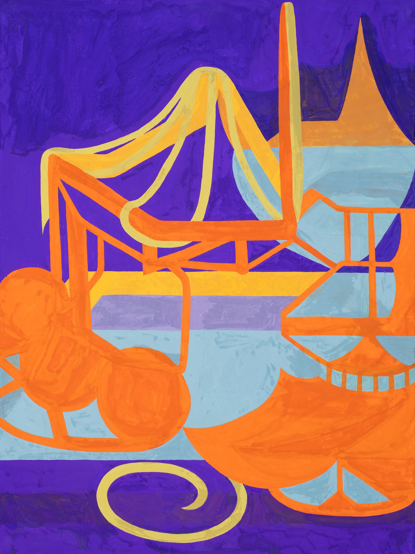   Carousel of Consciousness  2025, gouache on watercolor paper, 30 x 22" 