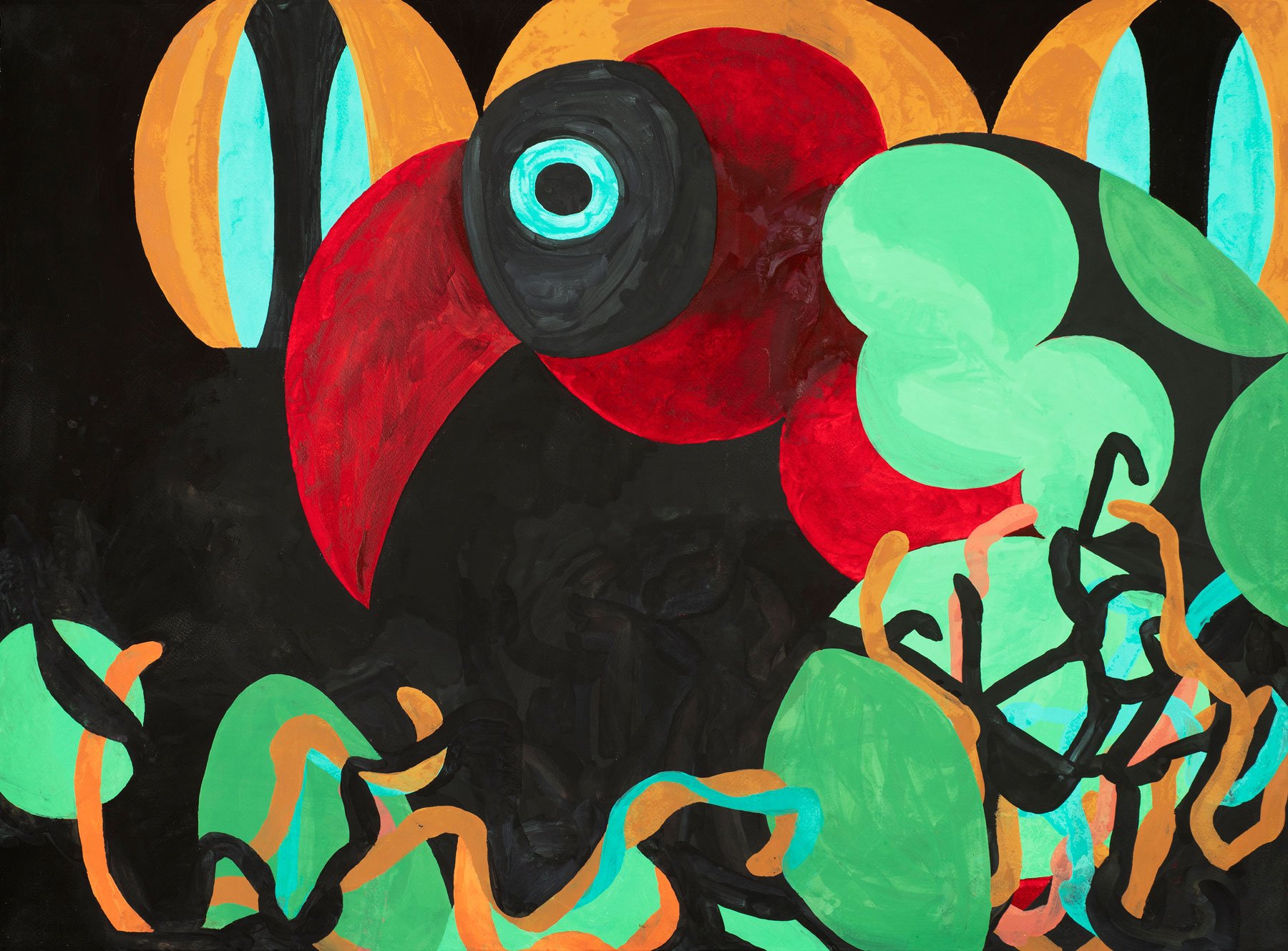   Harvesting Conviction  2025, gouache on watercolor paper, 22 x 30" 