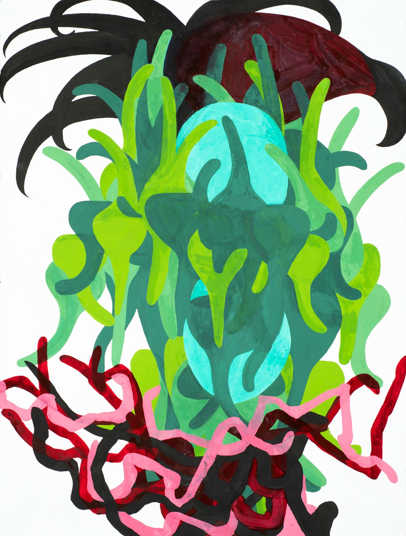   Incubating Radical Change  2025, gouache on watercolor paper, 30 x 22" 