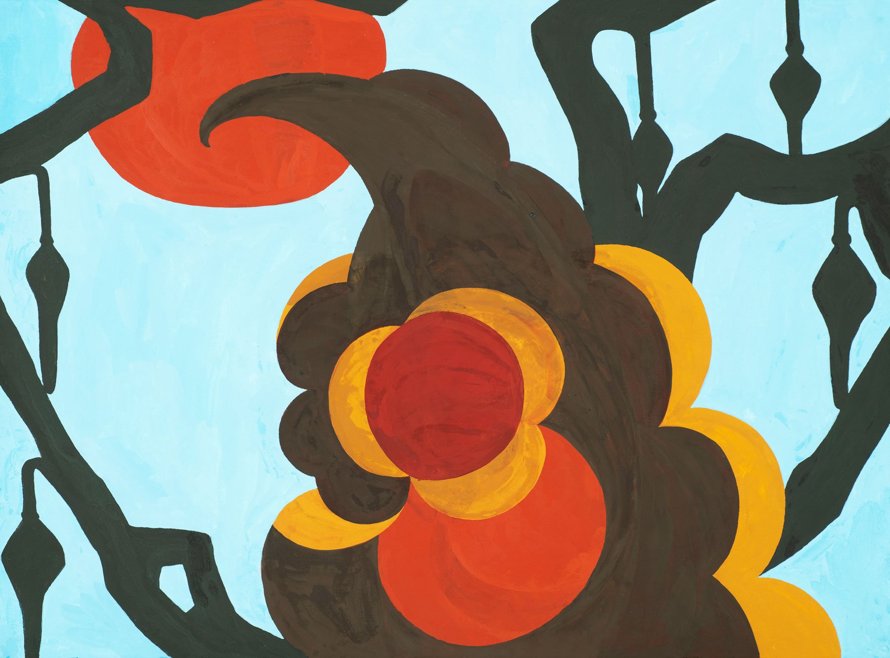   Stark and Brooding  2025, gouache on watercolor paper, 22 x 30" 