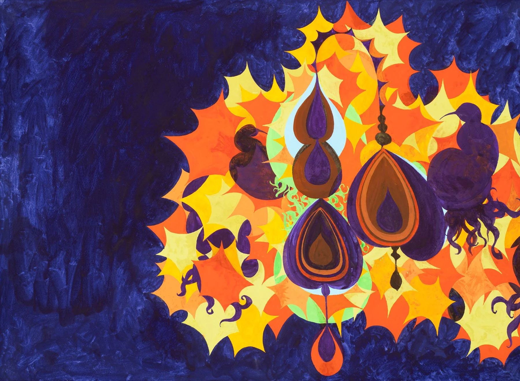   The Jewels of Time Shared  2025, gouache on watercolor paper, 22 x 30" 