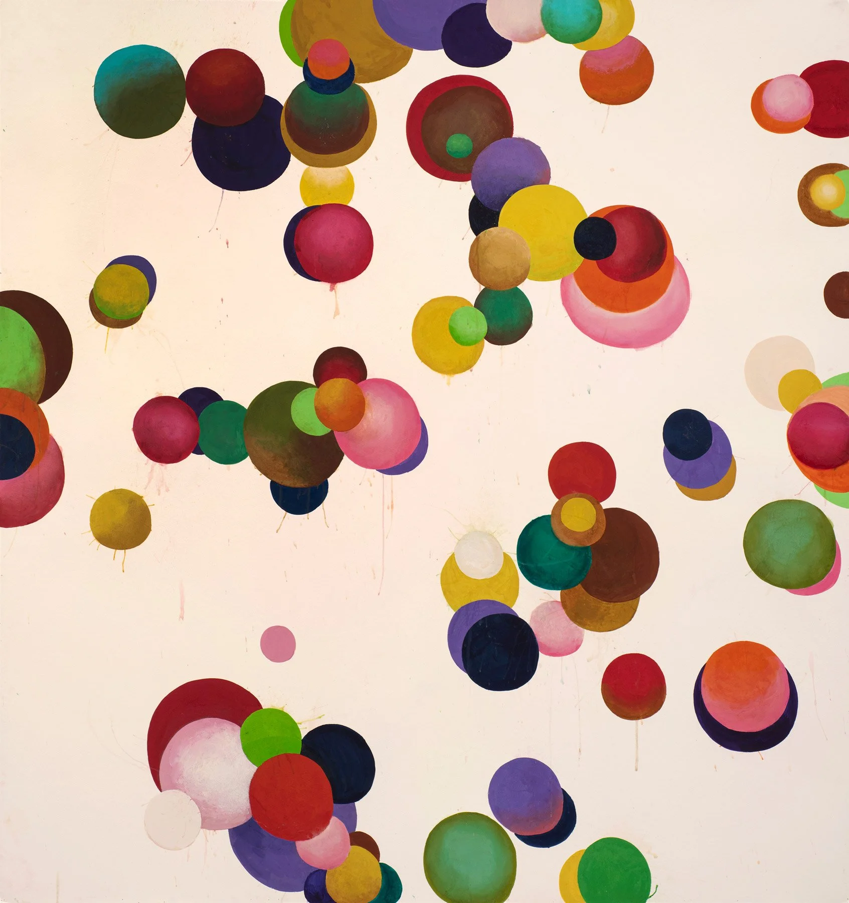   No Beginning, No End, No Center  2026, gouache on paper mounted on canvas, 63 × 60" 