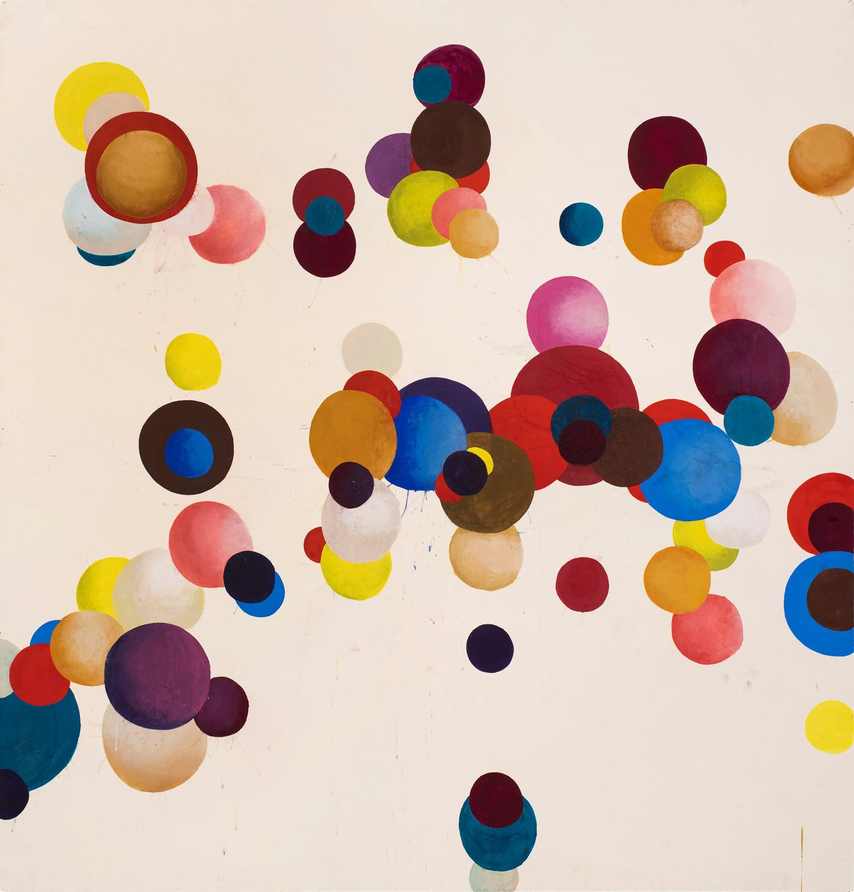   Space, Time, Same  2026, gouache on paper mounted on canvas, 63 × 60" 