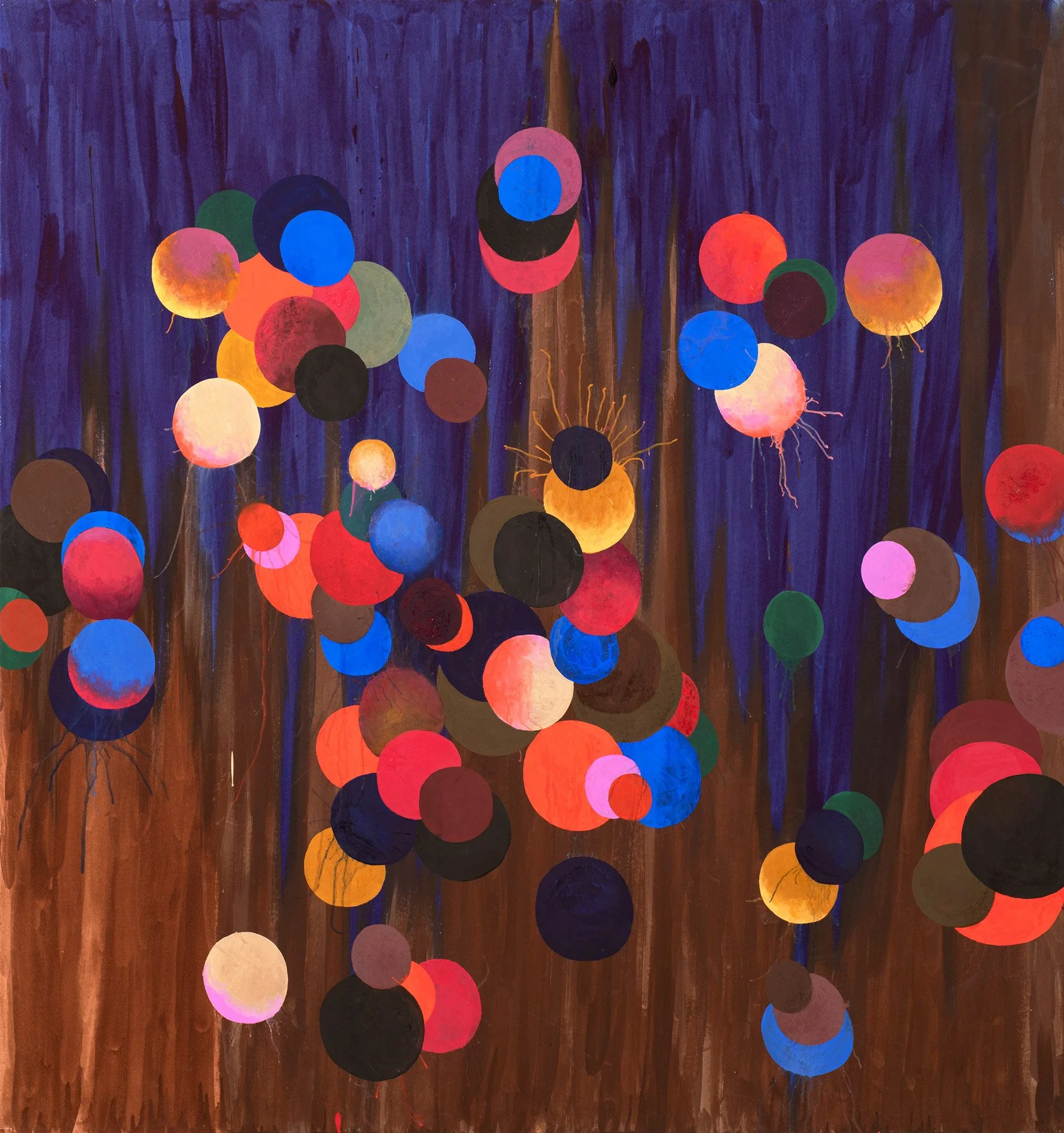   The Delicious Dynamic of Stillness  2026, gouache on paper mounted on canvas, 63 × 60" 