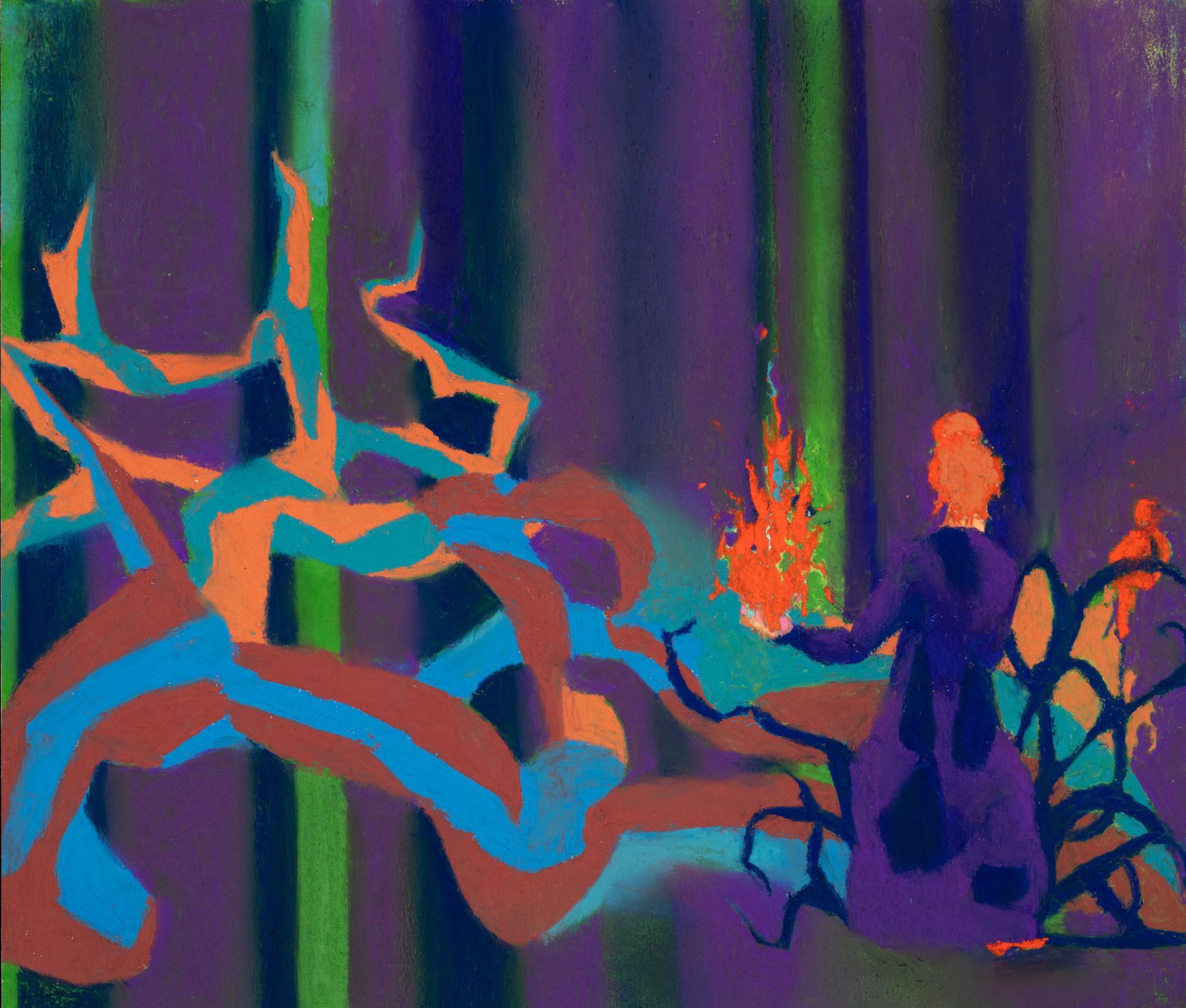 Fire Maker 2023-2024, pastel on paper