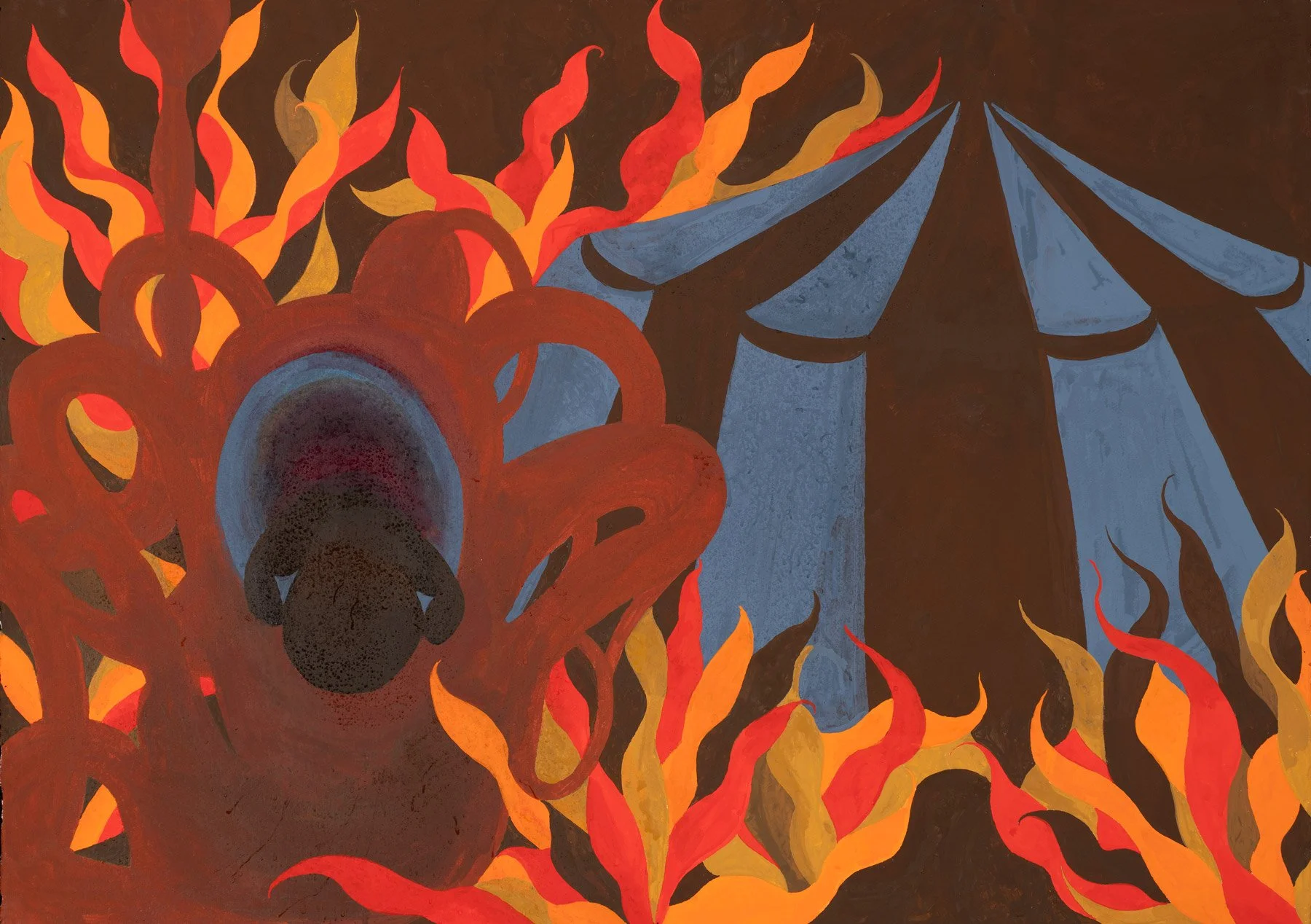   Of Promise and Peril  2025, gouache on watercolor paper, 30 x 42" 